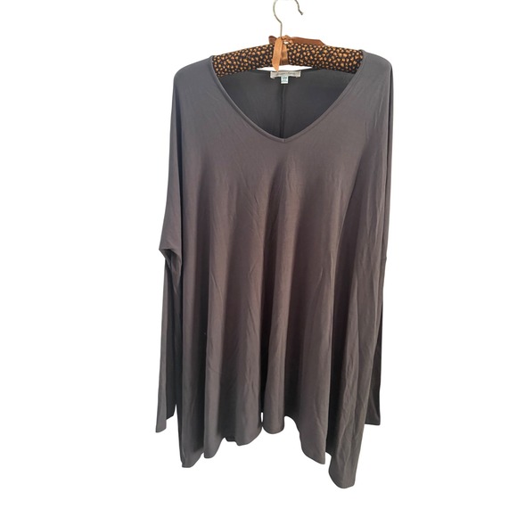 Grace & Lace Tops - Grace & Lace Perfect V-Neck Tunic Charcoal Gray Long Sleeve Oversized Top S/M
